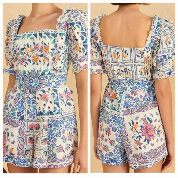 Farm Rio Romantic Bandanas Belted Romper - Picture 2 of 6